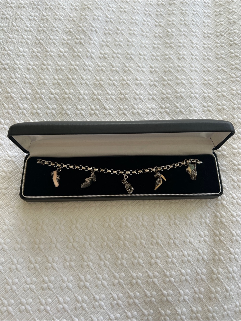 Sterling Silver Shoe Charm Bracelet - Silver